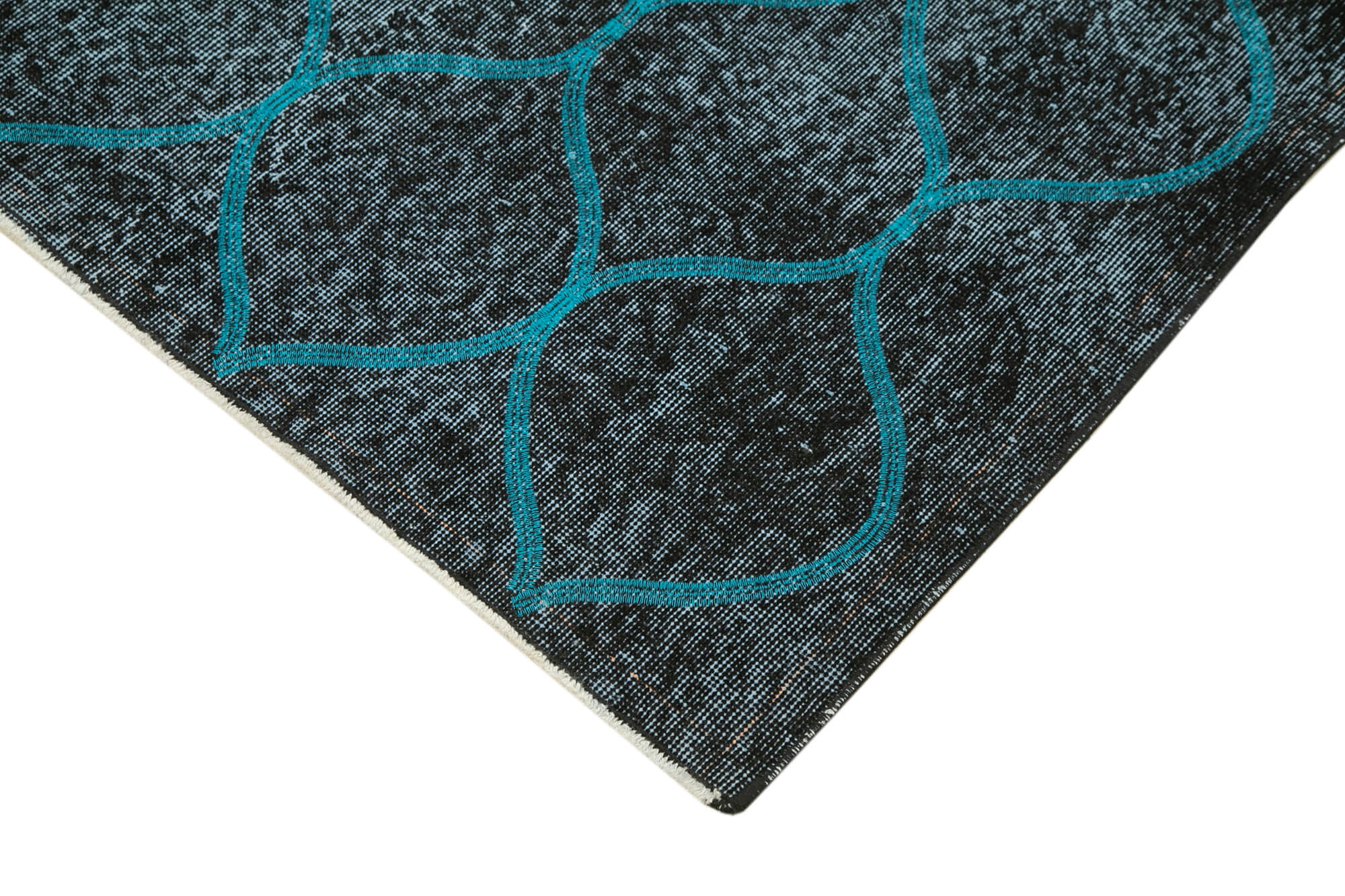 Handmade Wool Area Rug – Black Geometric Pattern, Cotton Wool Rug, Durable Floor Covering 3'8''x6'6''