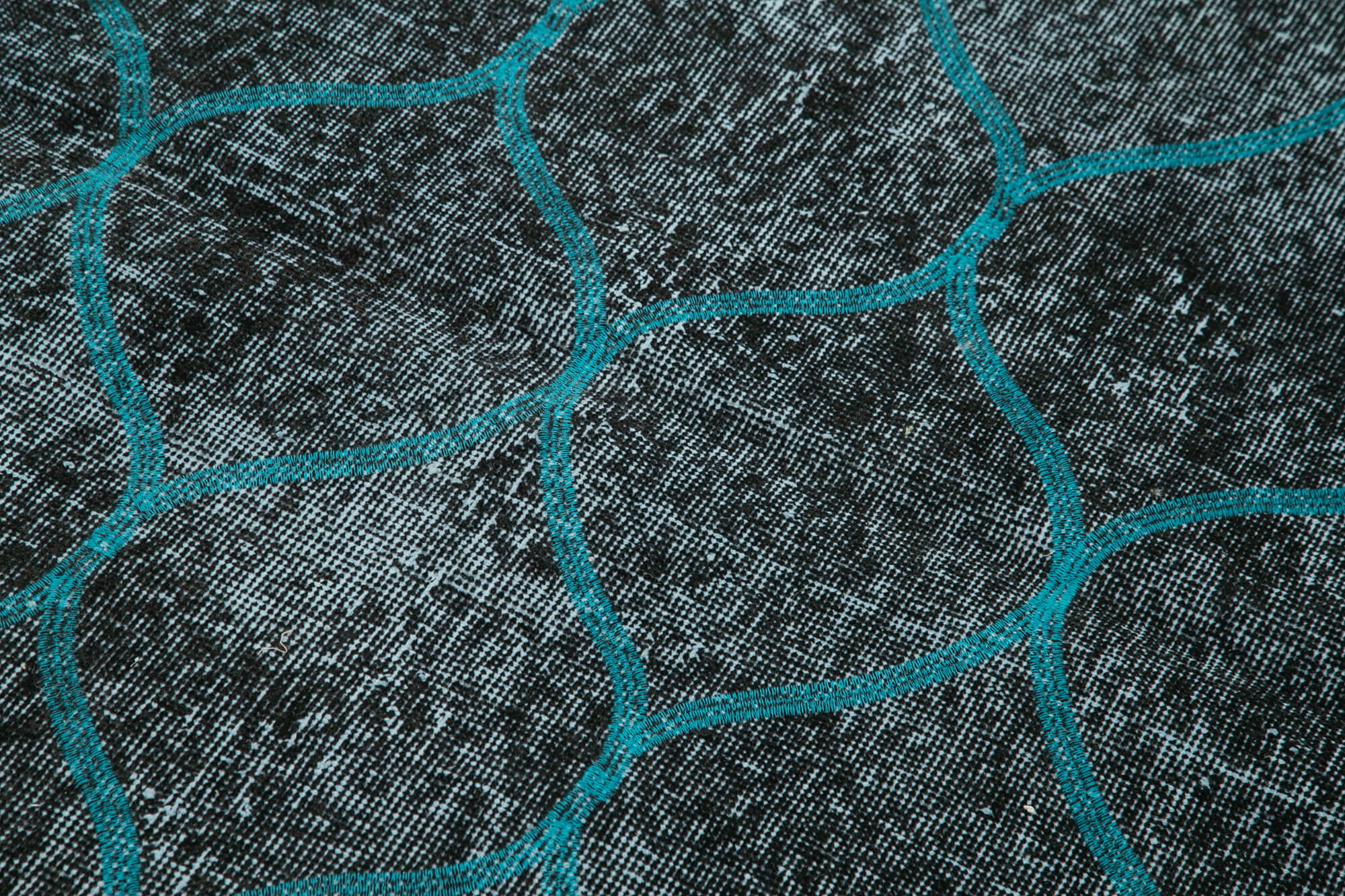 Handmade Wool Area Rug – Black Geometric Pattern, Cotton Wool Rug, Durable Floor Covering 3'8''x6'6''