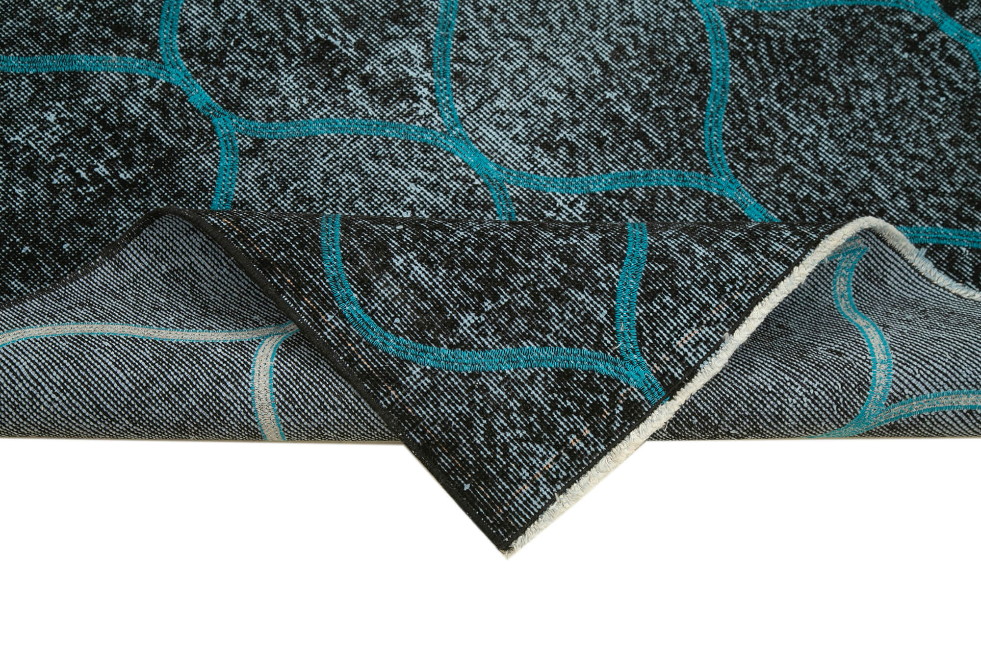 Handmade Wool Area Rug – Black Geometric Pattern, Cotton Wool Rug, Durable Floor Covering 3'8''x6'6''