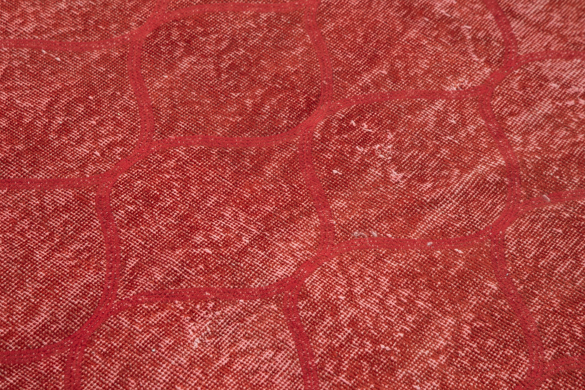 Handmade Area Rug | Red Geometric Cotton Wool Vintage Turkish Carpet 3'8''x6'8''