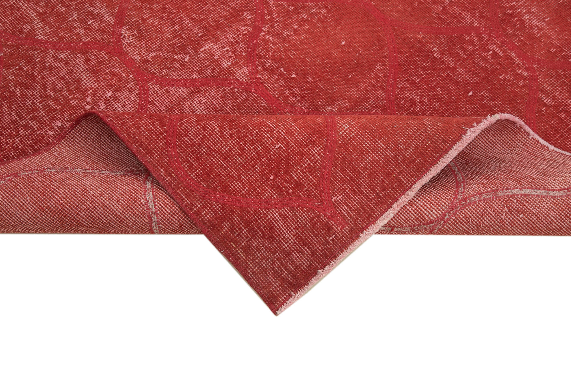 Handmade Area Rug | Red Geometric Cotton Wool Vintage Turkish Carpet 3'8''x6'8''