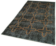 Handmade Geometric Rug - Black Area Rug Cotton Wool Blend 4'3''x7'4'' Durable Soft