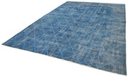 Handmade Wool Area Rug – Blue Geometric Design | Cotton Wool Carpet 8'9''x12'6''