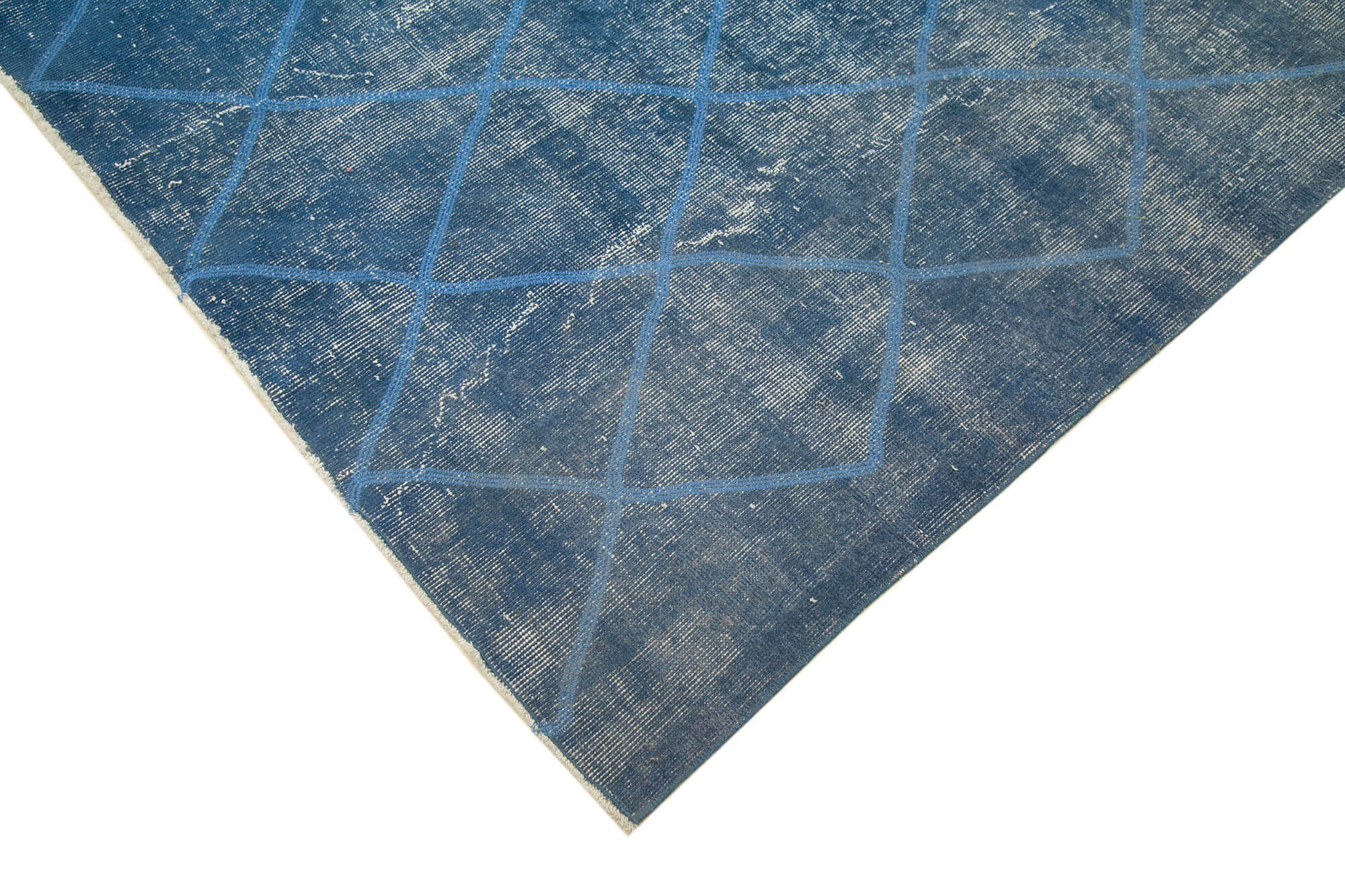 Handmade Wool Area Rug – Blue Geometric Design | Cotton Wool Carpet 8'9''x12'6''