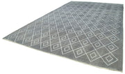 Handmade Geometric Area Rug - Grey Wool Rug, Cotton Wool Carpet 9'11''x15'11''