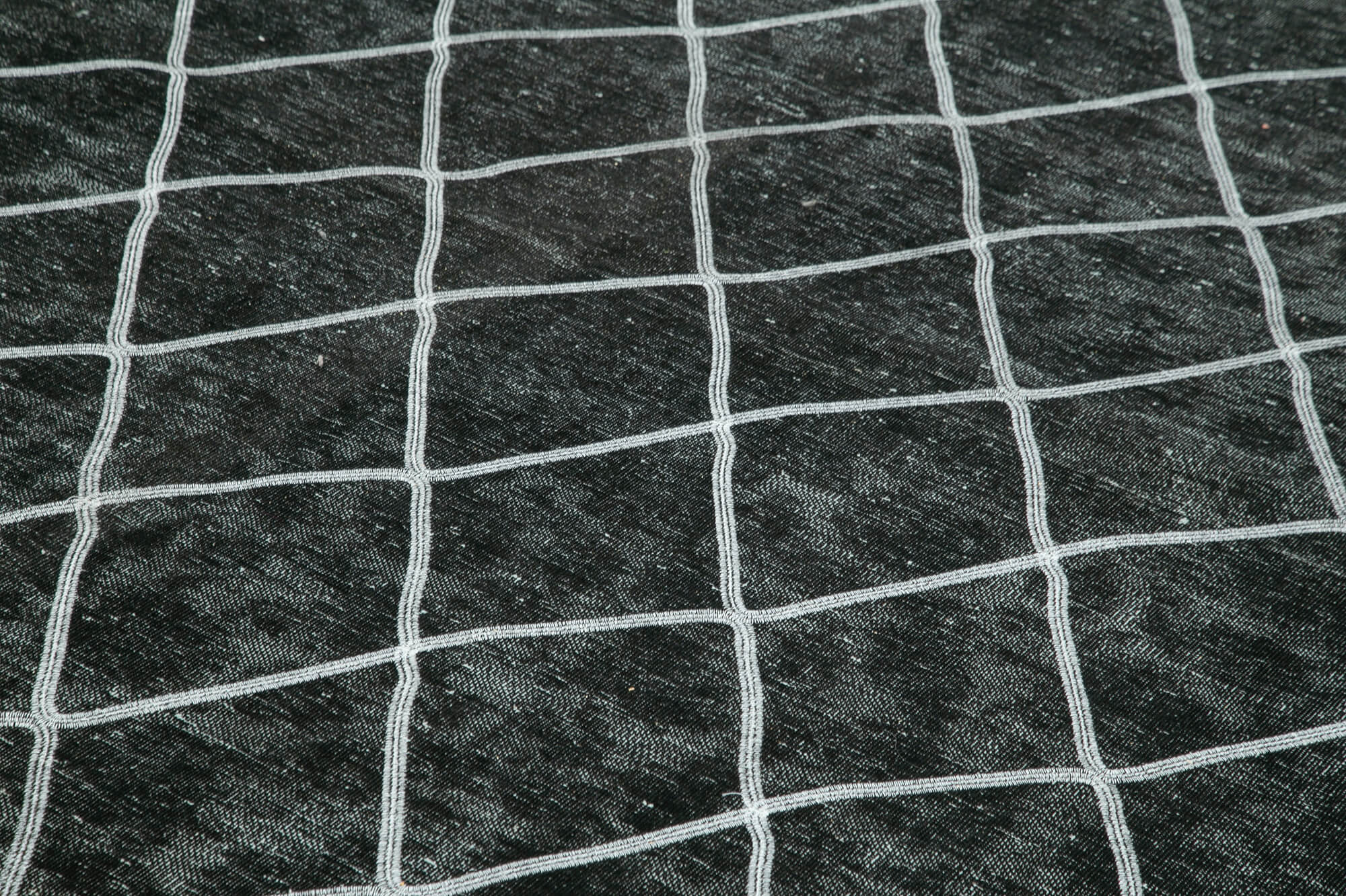 Handmade Geometric Rug - Black Cotton Wool Area Rug 10'2" x 13'4" | Turkish Hand Knotted Carpet