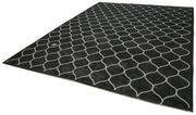 Handmade Geometric Rug – Black Area Rug Cotton Wool Blend 9'7''x12'8''