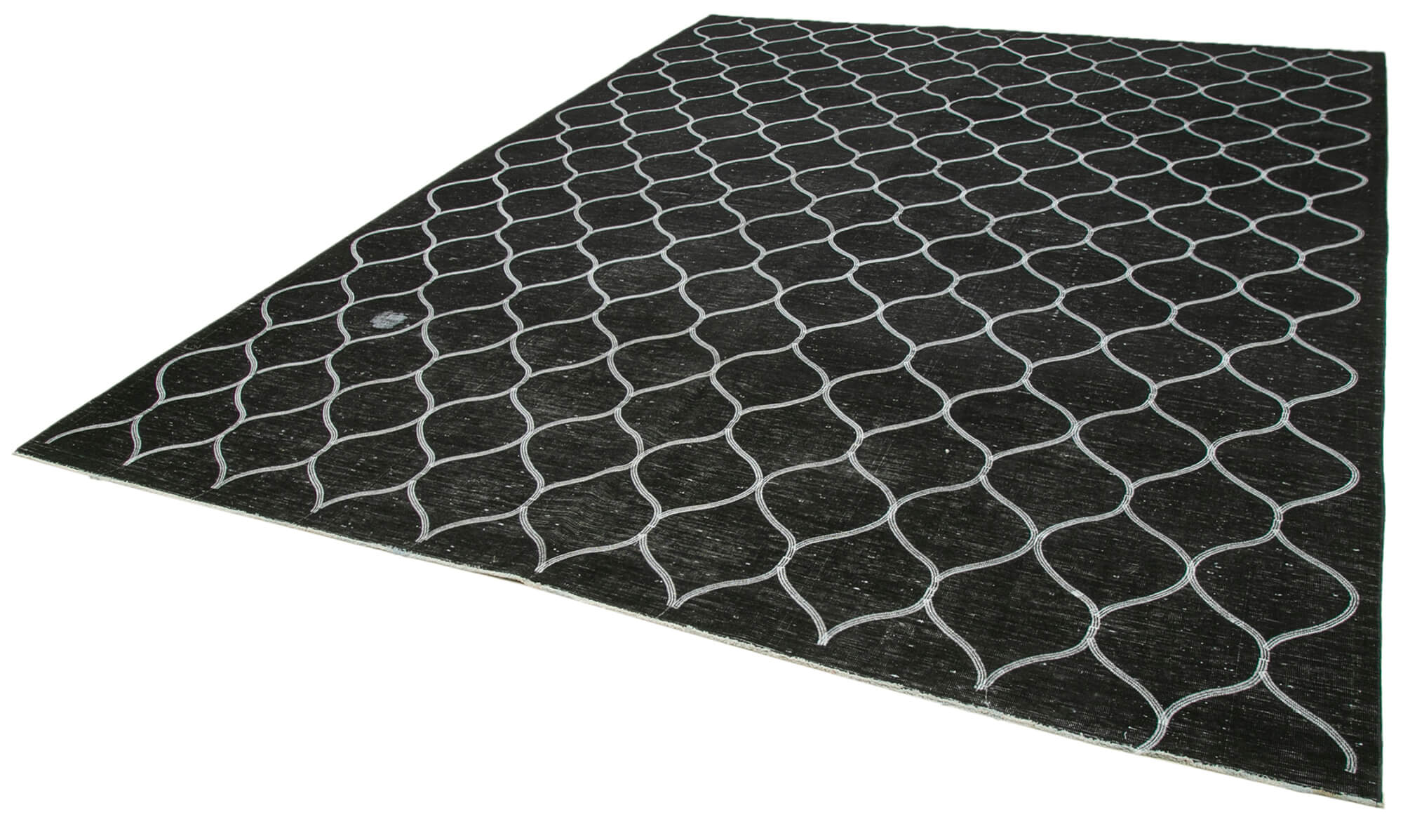 Handmade Geometric Rug – Black Area Rug Cotton Wool Blend 9'7''x12'8''