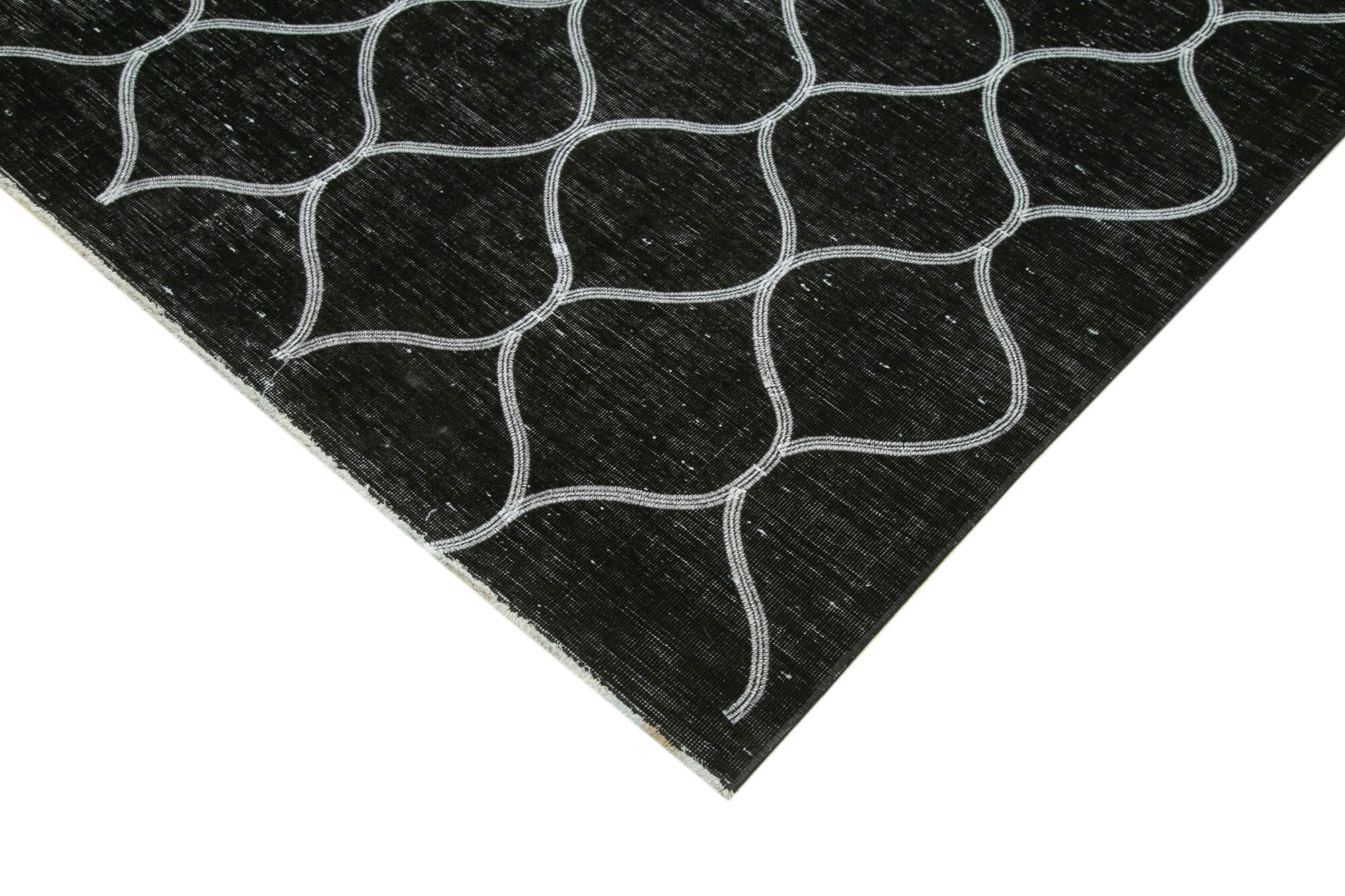 Handmade Geometric Rug – Black Area Rug Cotton Wool Blend 9'7''x12'8''