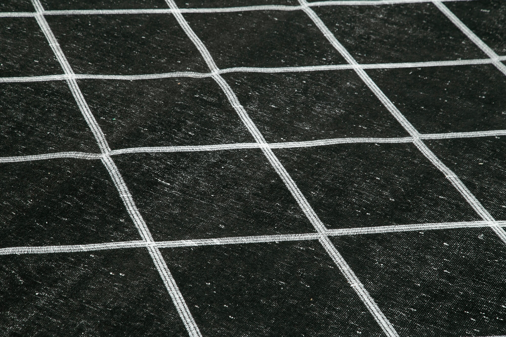 Handmade Geometric Rug | Vintage Turkish Rug Cotton Wool Black Area Carpet