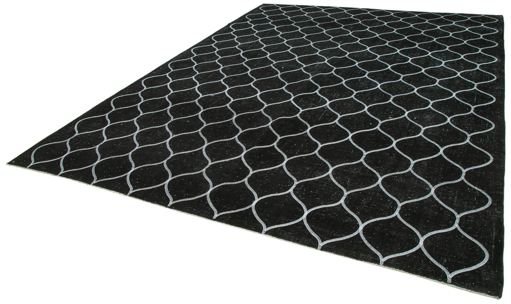 Handmade Wool Area Rug – Black Geometric Cotton Wool Carpet 9'11''x13'1''