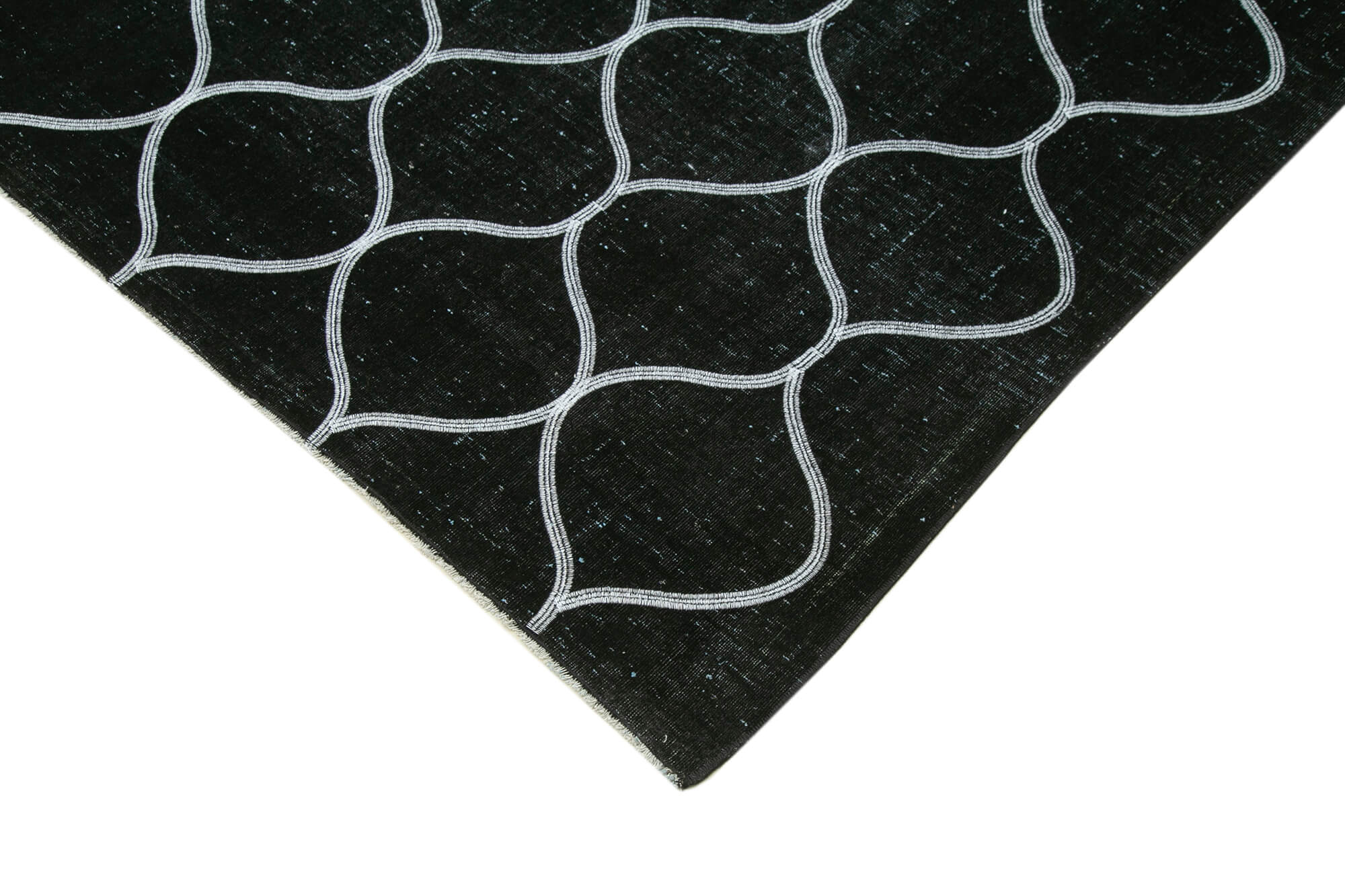 Handmade Wool Area Rug – Black Geometric Cotton Wool Carpet 9'11''x13'1''