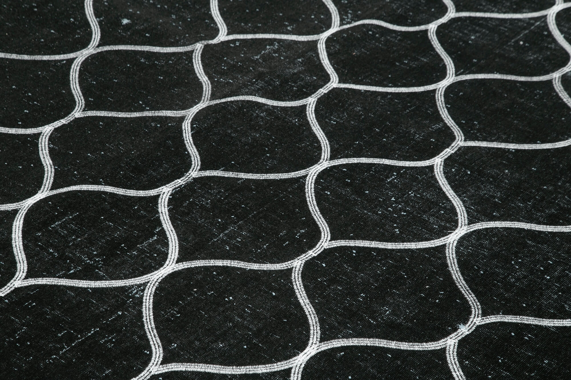 Handmade Wool Area Rug – Black Geometric Cotton Wool Carpet 9'11''x13'1''