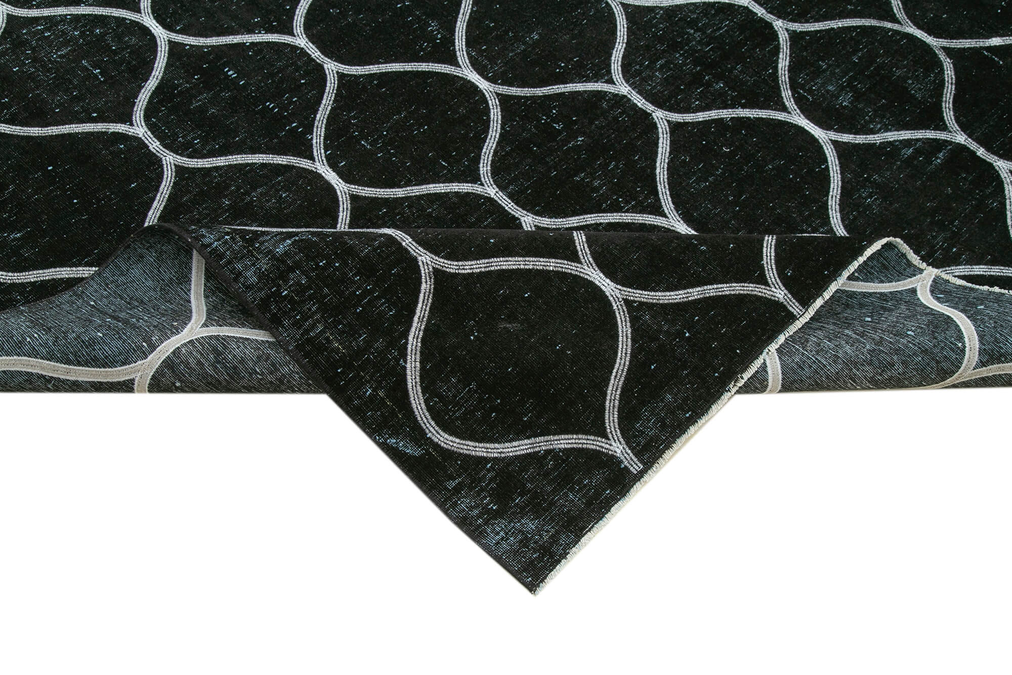 Handmade Wool Area Rug – Black Geometric Cotton Wool Carpet 9'11''x13'1''