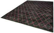Handmade Geometric Rug – Black Cotton Wool Area Rug 9'7''x12'10'' Durable Carpet