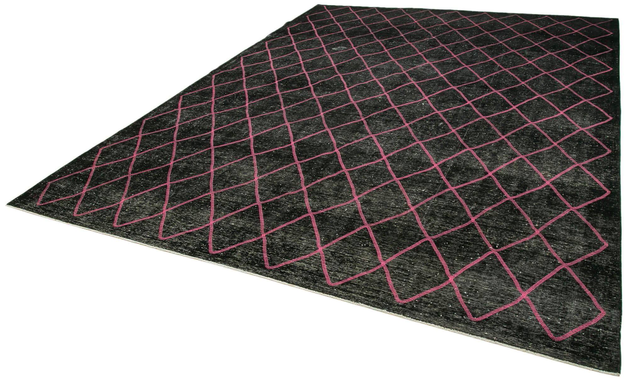 Handmade Geometric Rug – Black Cotton Wool Area Rug 9'7''x12'10'' Durable Carpet
