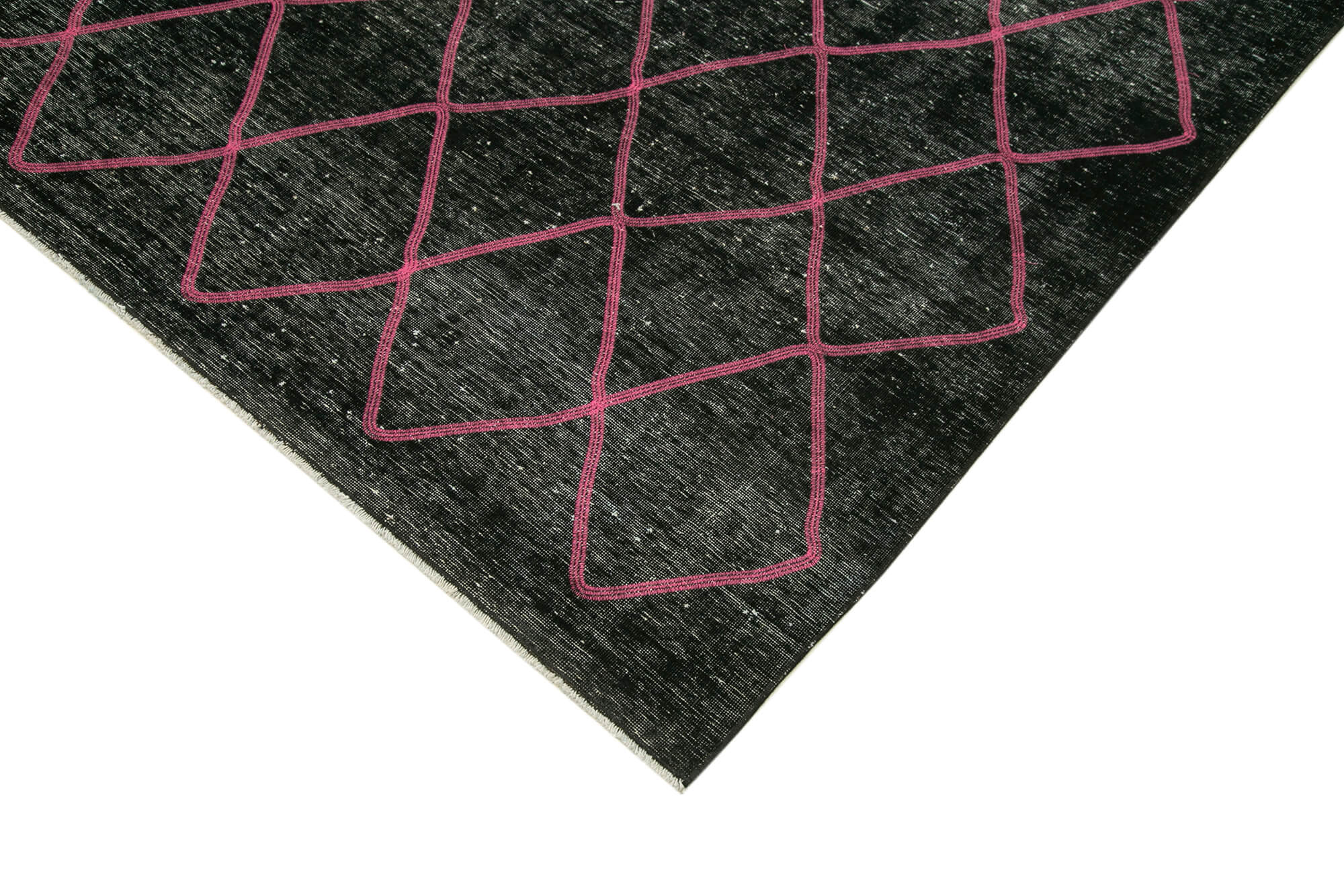 Handmade Geometric Rug – Black Cotton Wool Area Rug 9'7''x12'10'' Durable Carpet