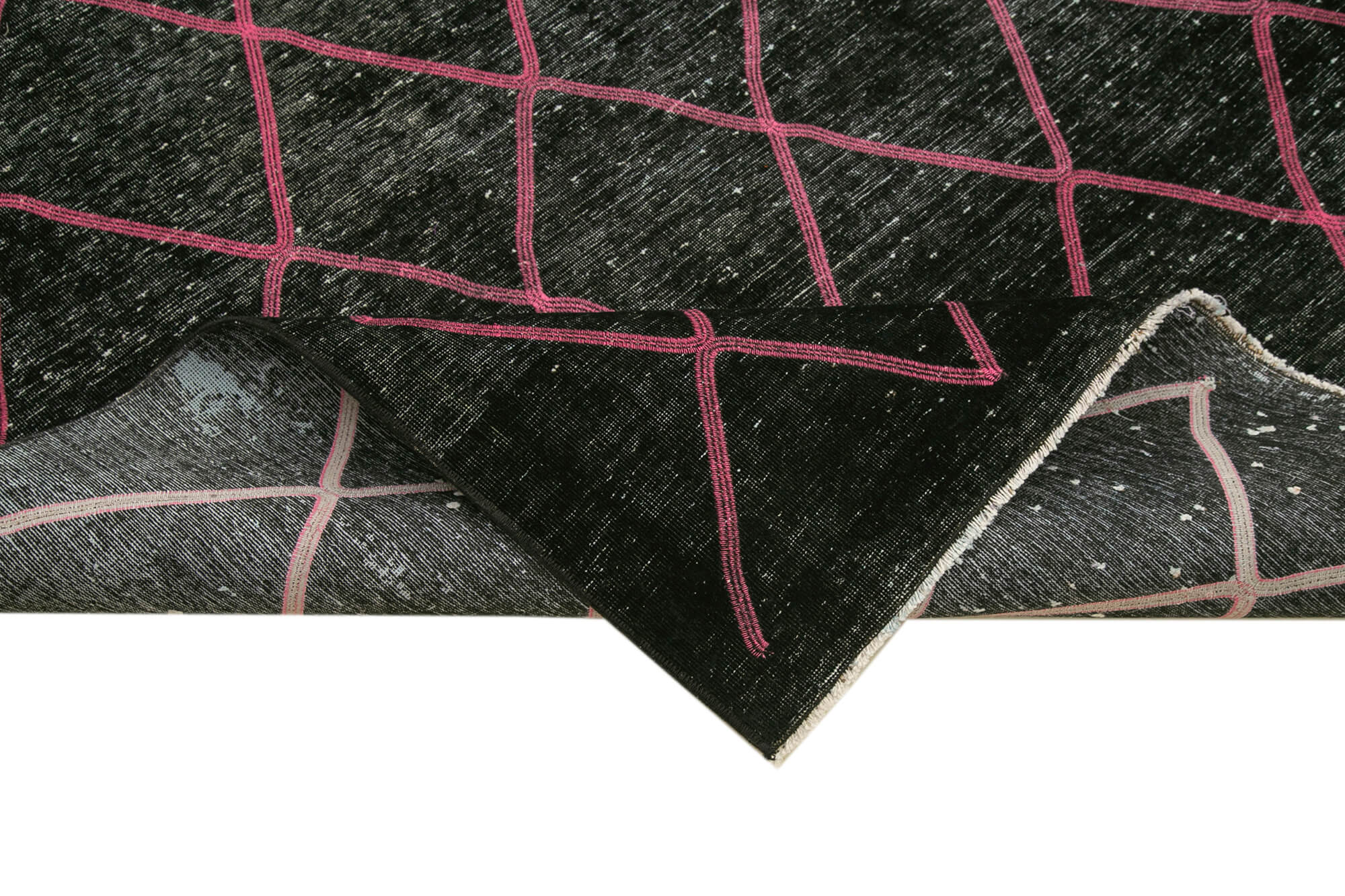 Handmade Geometric Rug – Black Cotton Wool Area Rug 9'7''x12'10'' Durable Carpet
