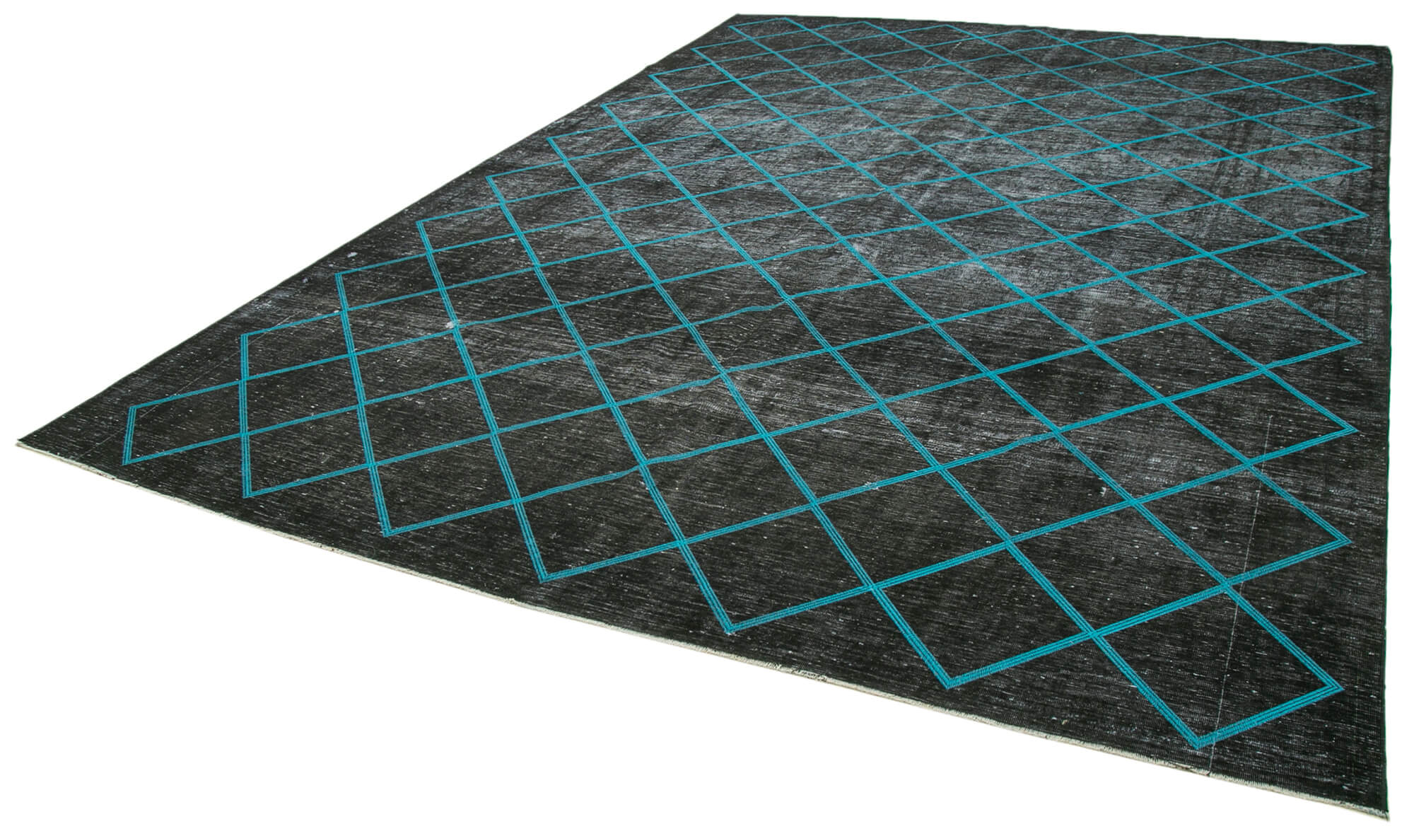 Handmade Geometric Rug – Black Geometric Carpet 9'9'' x 13'7'' Wool Cotton Area Rug
