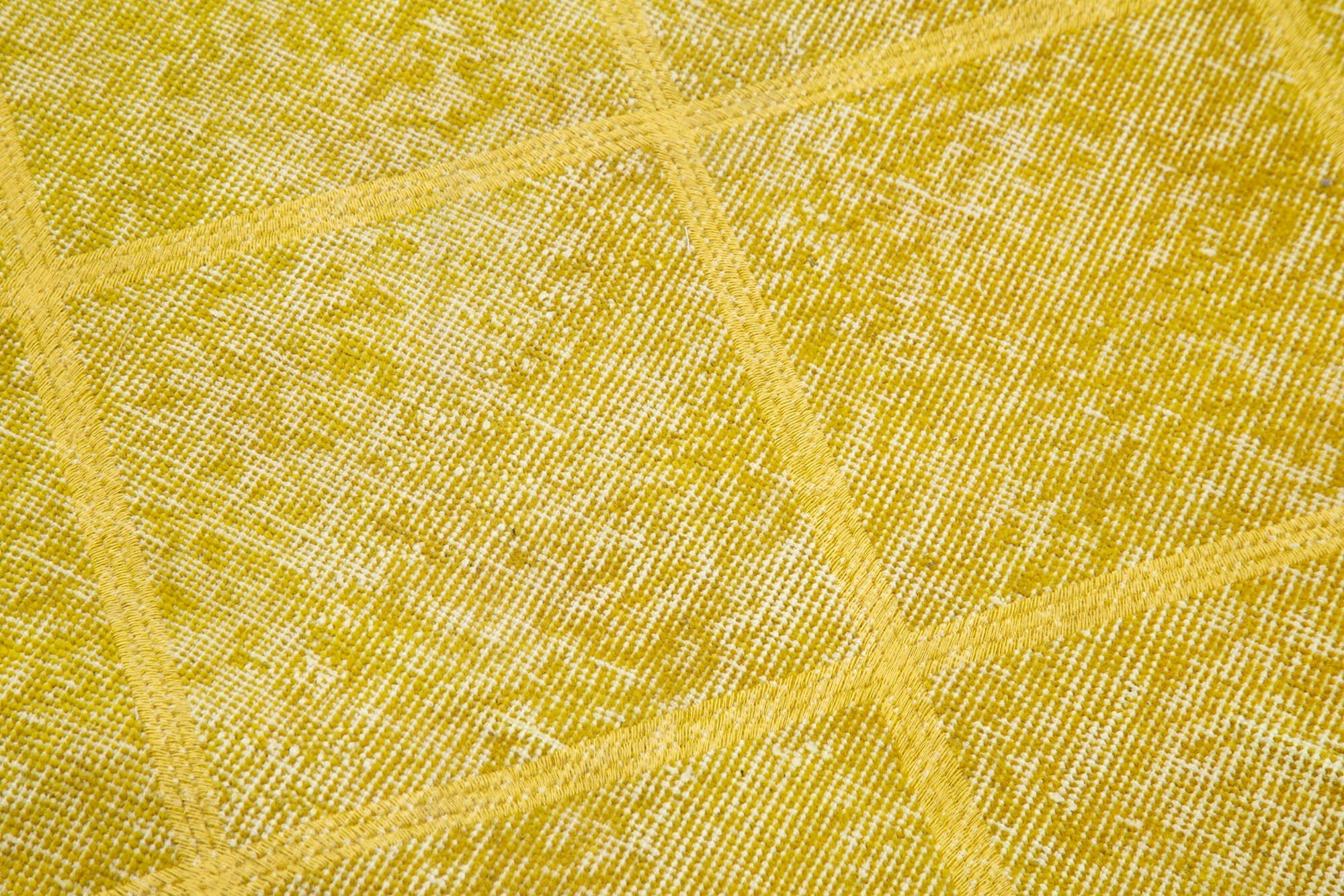 Handmade Geometric Rug – Yellow Area Rug With Cotton Wool Carpet, Bohemian Style