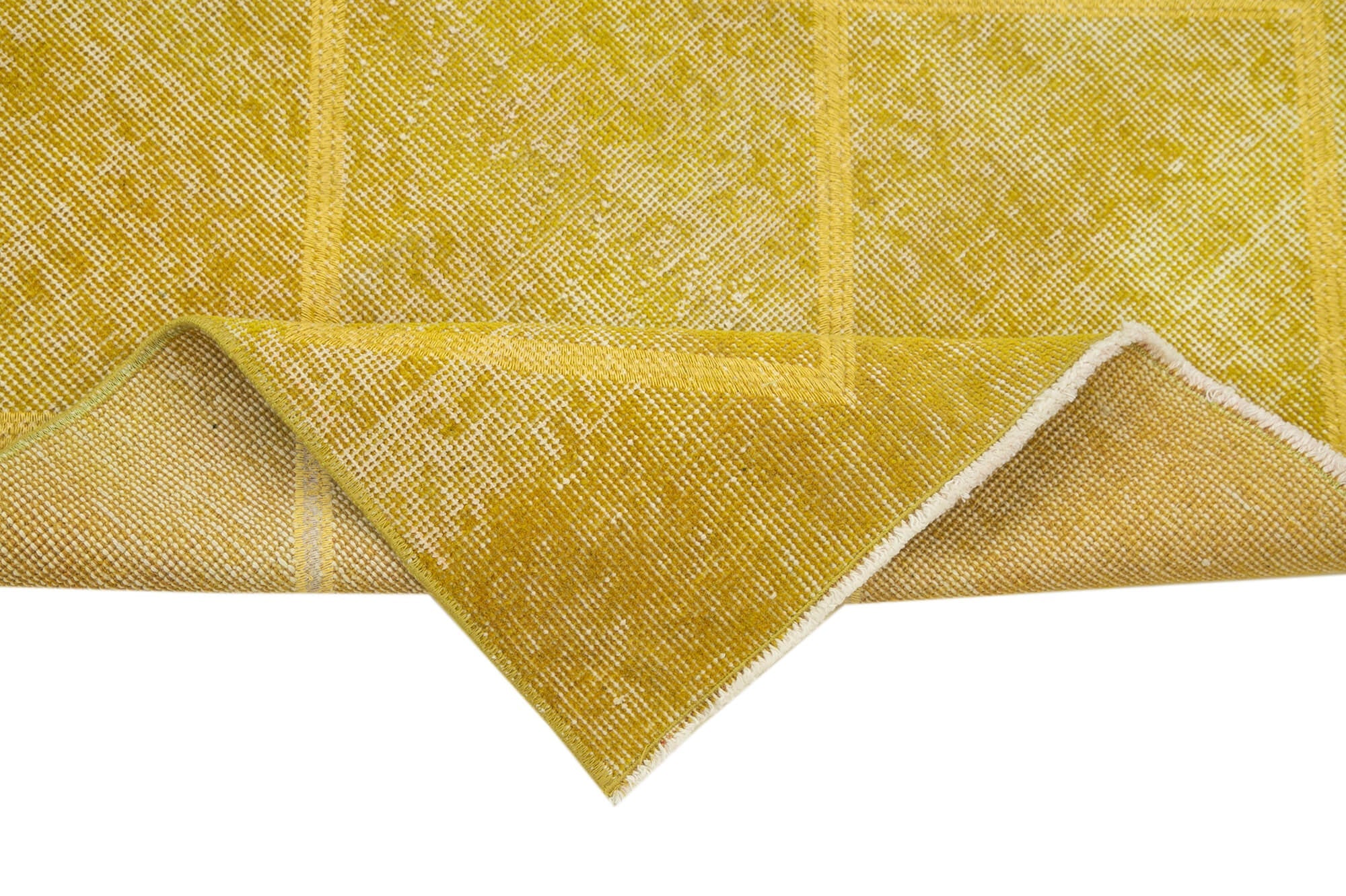 Handmade Geometric Rug – Yellow Area Rug With Cotton Wool Carpet, Bohemian Style