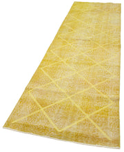 Handmade Geometric Rug – Yellow Geometric Carpet, Cotton Wool Area Rug 2'11''x10'4''