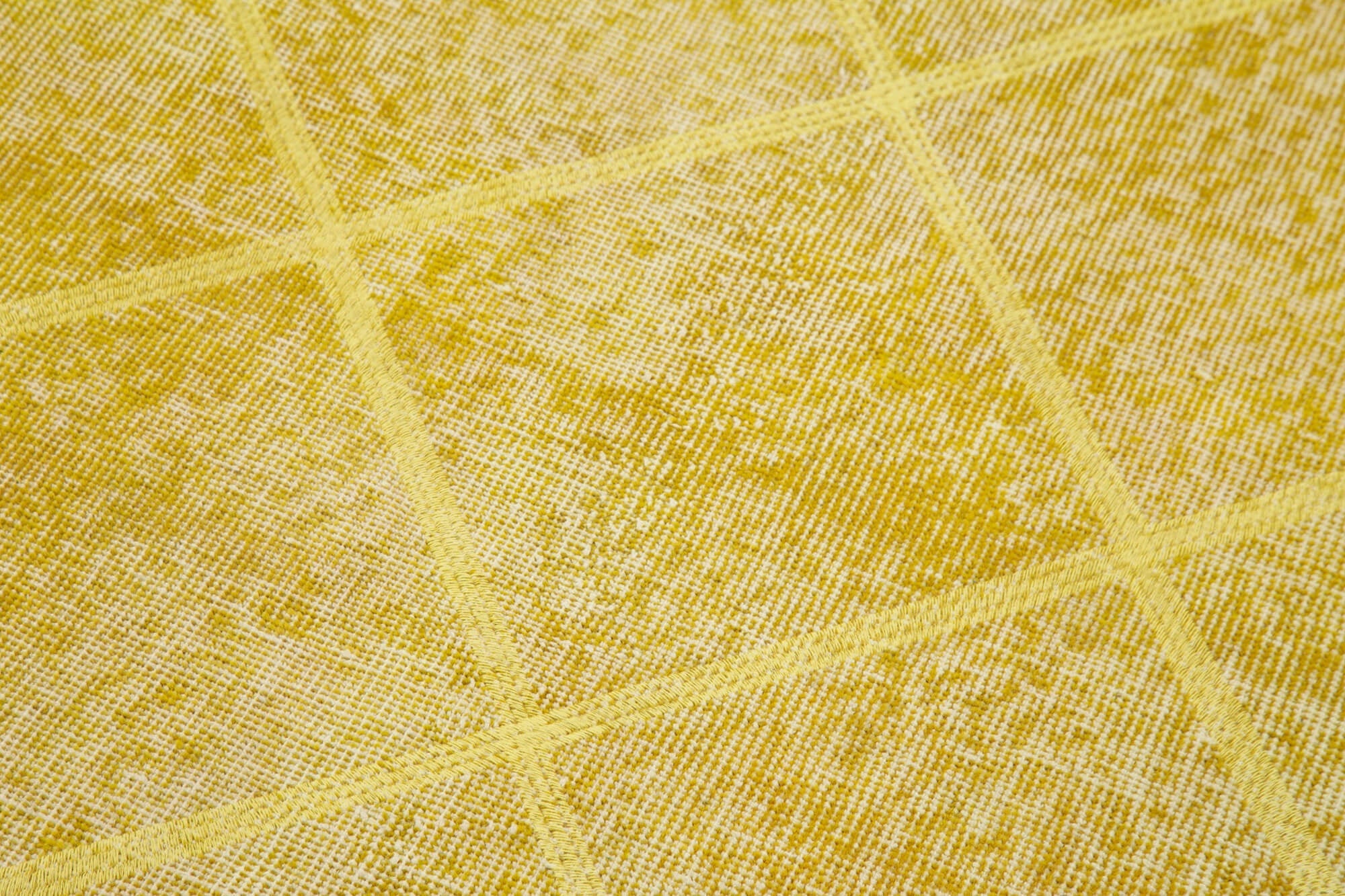 Handmade Geometric Rug – Yellow Geometric Carpet, Cotton Wool Area Rug 2'11''x10'4''