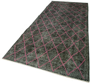 Handmade Geometric Rug - Black Area Rug with Turkish Wool & Cotton Wool Carpet 4'9''x12'7''
