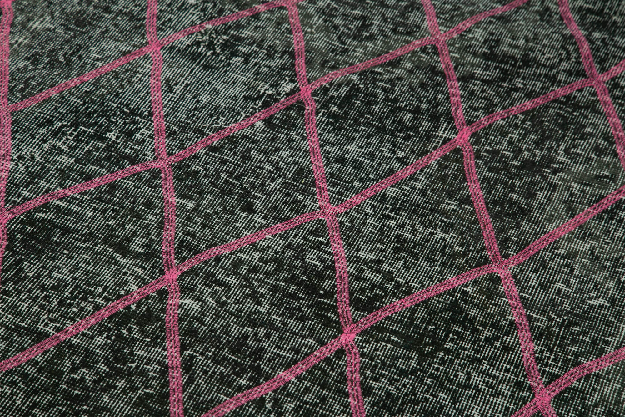 Handmade Geometric Rug - Black Area Rug with Turkish Wool & Cotton Wool Carpet 4'9''x12'7''