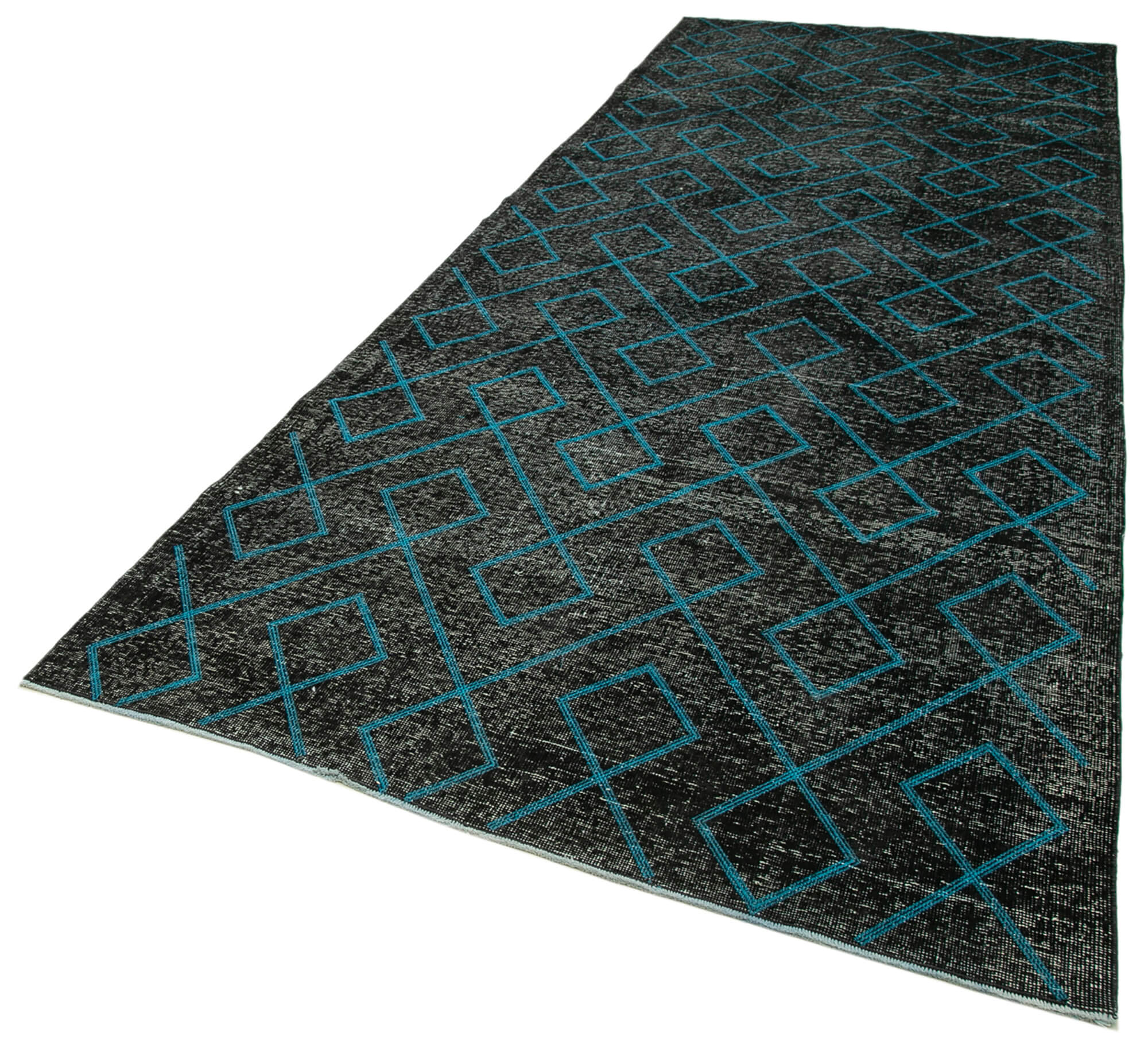 Handmade Geometric Rug – Black Cotton Wool Carpet, Turkish Hand Knotted Flat Weave