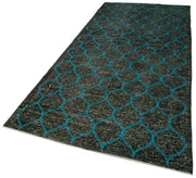 Handmade Geometric Rug - Black Cotton Wool Vintage Area Rug 4'10'' x 11'11''