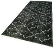Handmade Geometric Rug – Black Area Rug 4x12, Soft Wool Carpet, Durable Cotton