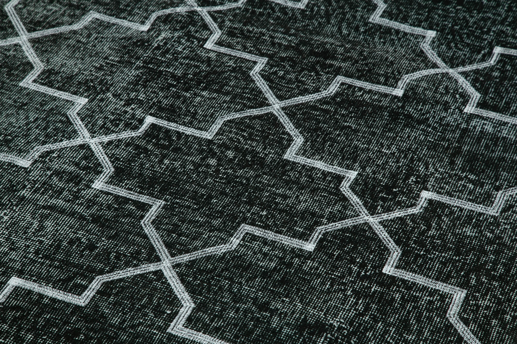 Handmade Geometric Rug – Black Area Rug 4x12, Soft Wool Carpet, Durable Cotton
