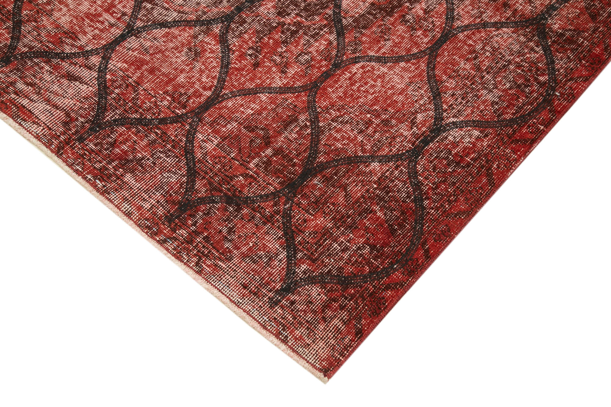 Handmade Geometric Rug - Red Area Rug 4x12 Feet Cotton Wool Carpet