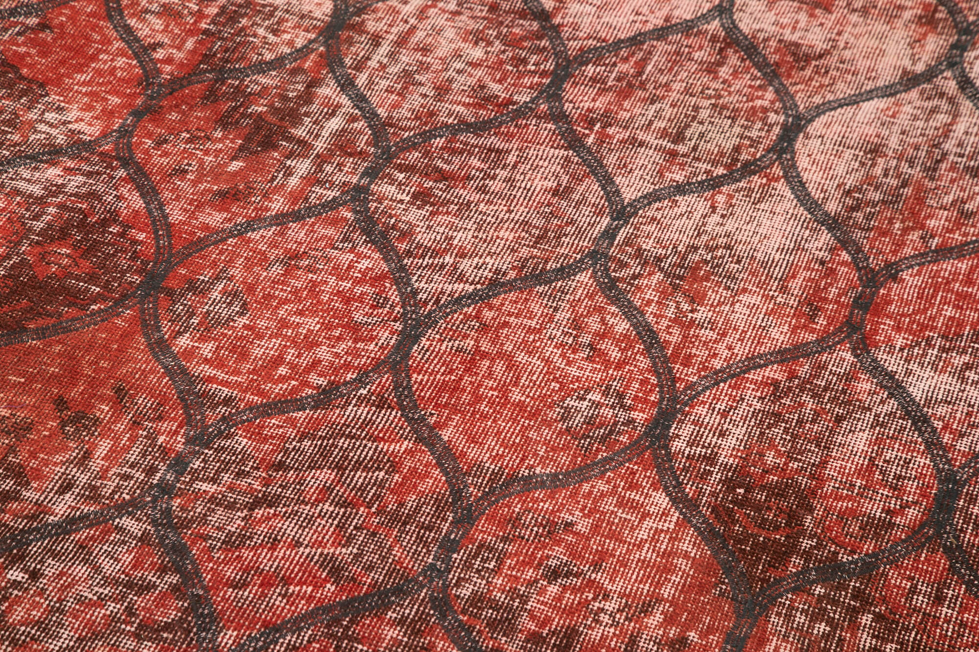 Handmade Geometric Rug - Red Area Rug 4x12 Feet Cotton Wool Carpet