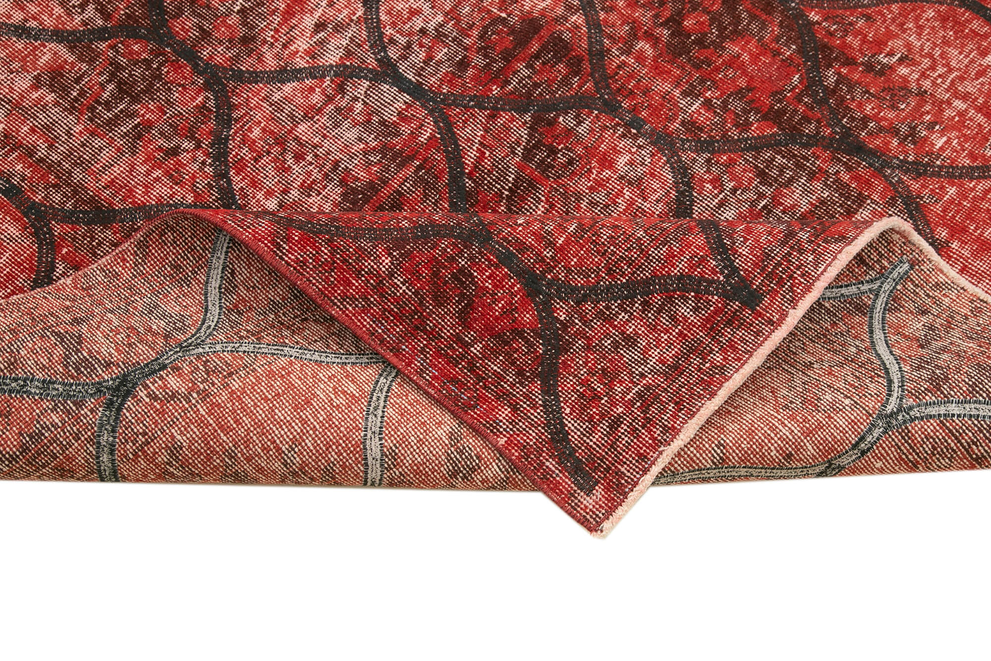 Handmade Geometric Rug - Red Area Rug 4x12 Feet Cotton Wool Carpet