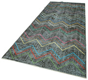 Handmade Geometric Rug – Black Cotton Wool Area Rug 4'10'' x 12'2'' Durable Carpet