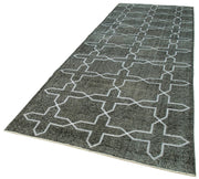 Handmade Geometric Rug - Black Area Rug Cotton Wool Blend 4'7''x13'5'' Durable Soft Wool Floor Covering