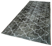 Handmade Geometric Rug – Black Area Rug 4'9'' x 12'7'' | Cotton Wool Carpet