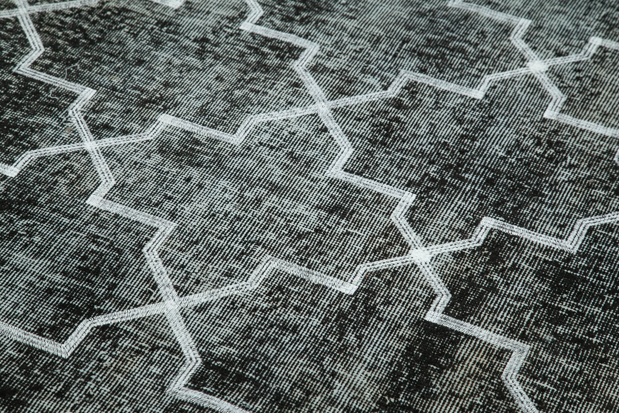 Handmade Geometric Rug – Black Area Rug 4'9'' x 12'7'' | Cotton Wool Carpet