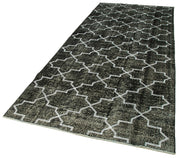 Handmade Geometric Rug – Black Area Rug Cotton Wool 4'8''x11'7'' Durable Soft Textured