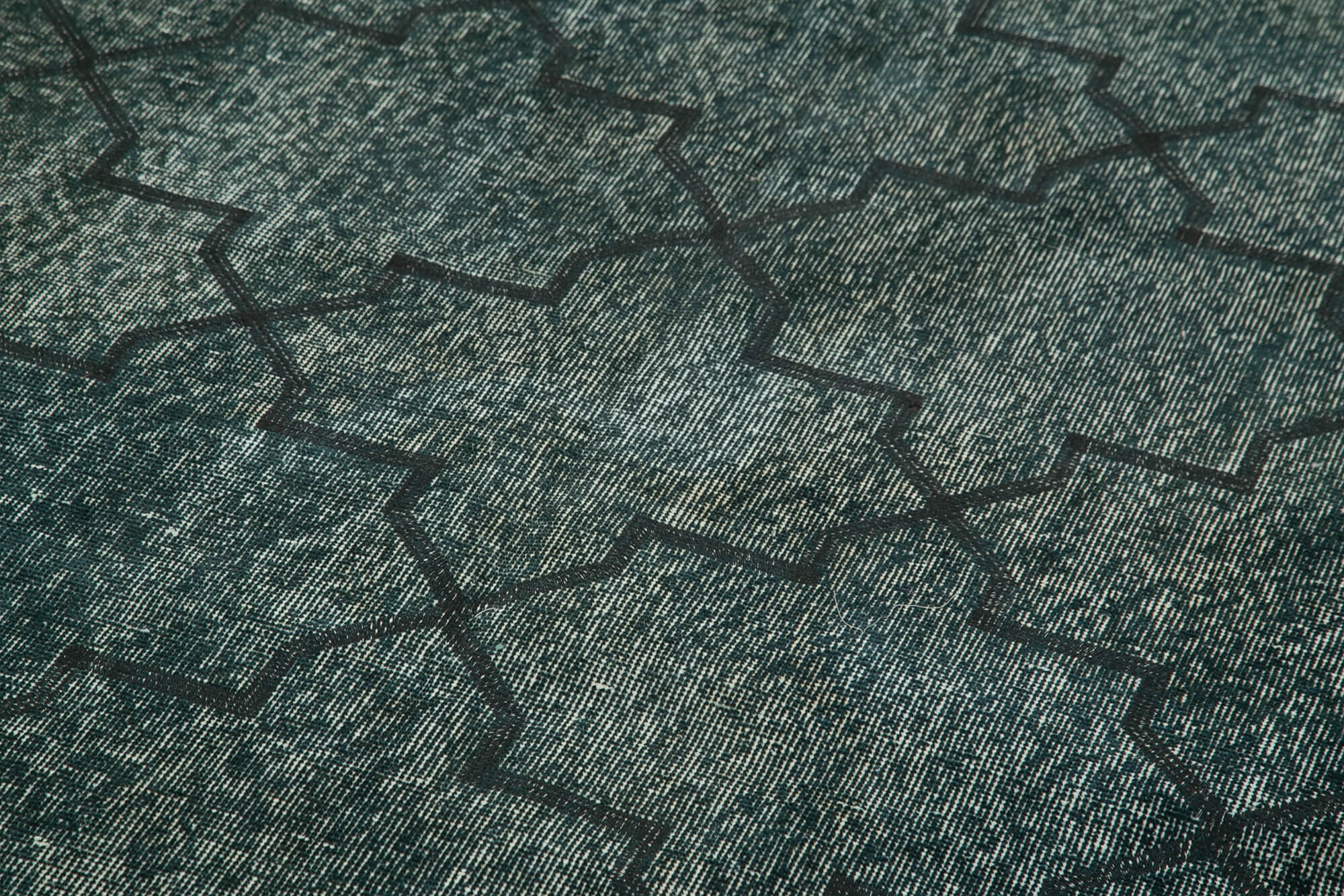 Handmade Area Rug - Black Geometric Carpet Cotton Wool Rug 4'8'' x 12'0'' Durable