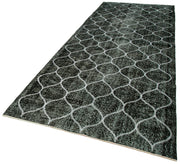 Handmade Geometric Rug - Black Area Rug with Cotton Wool Blend, Soft Wool Texture 4'9''x12'8''