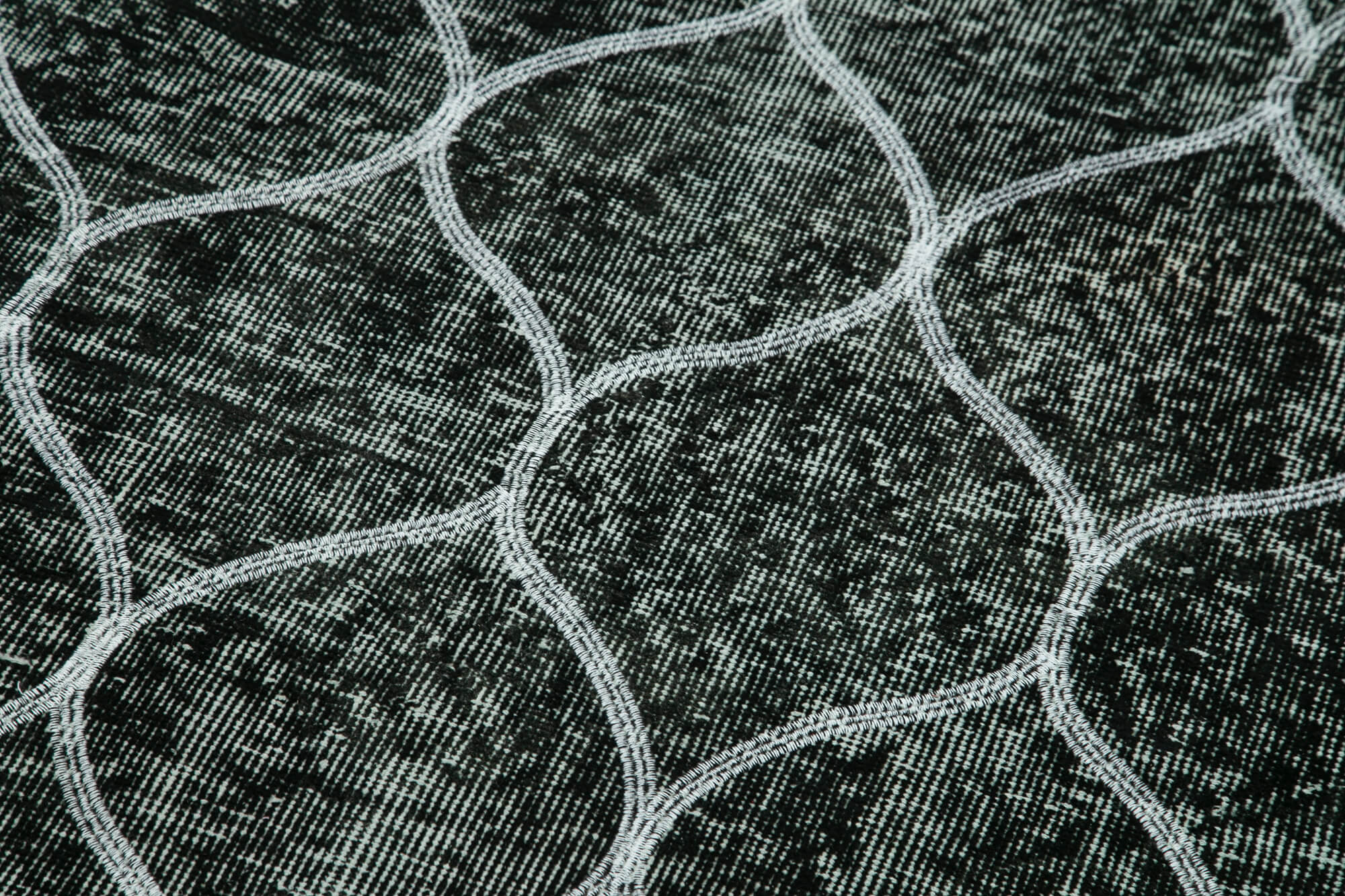 Handmade Geometric Rug - Black Area Rug with Cotton Wool Blend, Soft Wool Texture 4'9''x12'8''