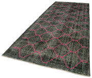 Handmade Geometric Rug - Black Area Rug 5'1''x13'9'' Cotton Wool Durable Carpet
