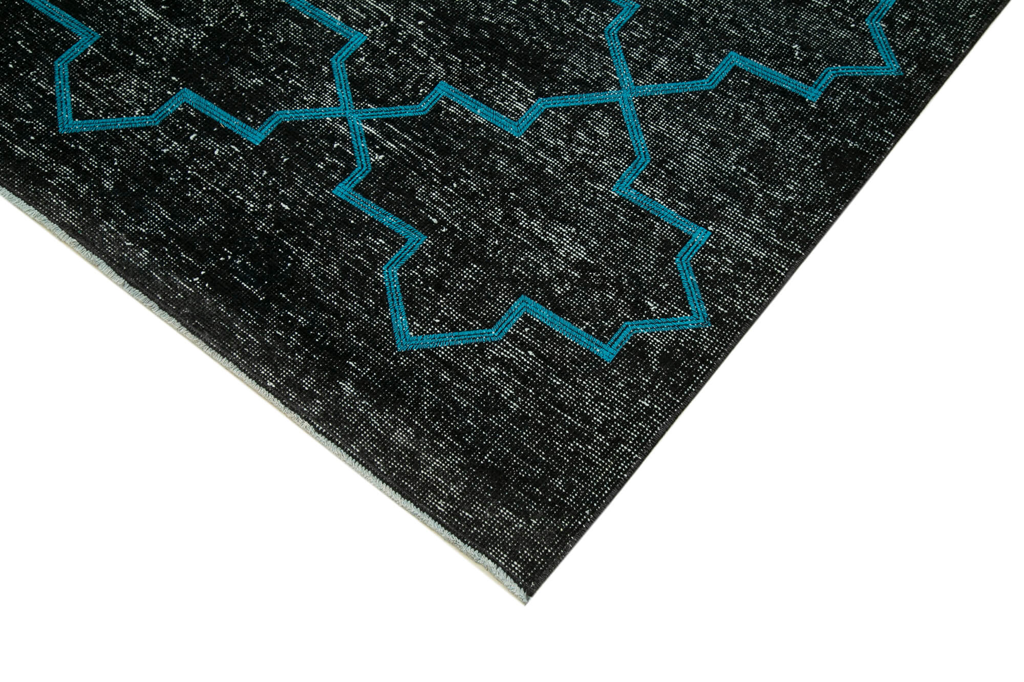 Handmade Geometric Rug - Black Area Rug 4x12, Cotton Wool Durable Carpet