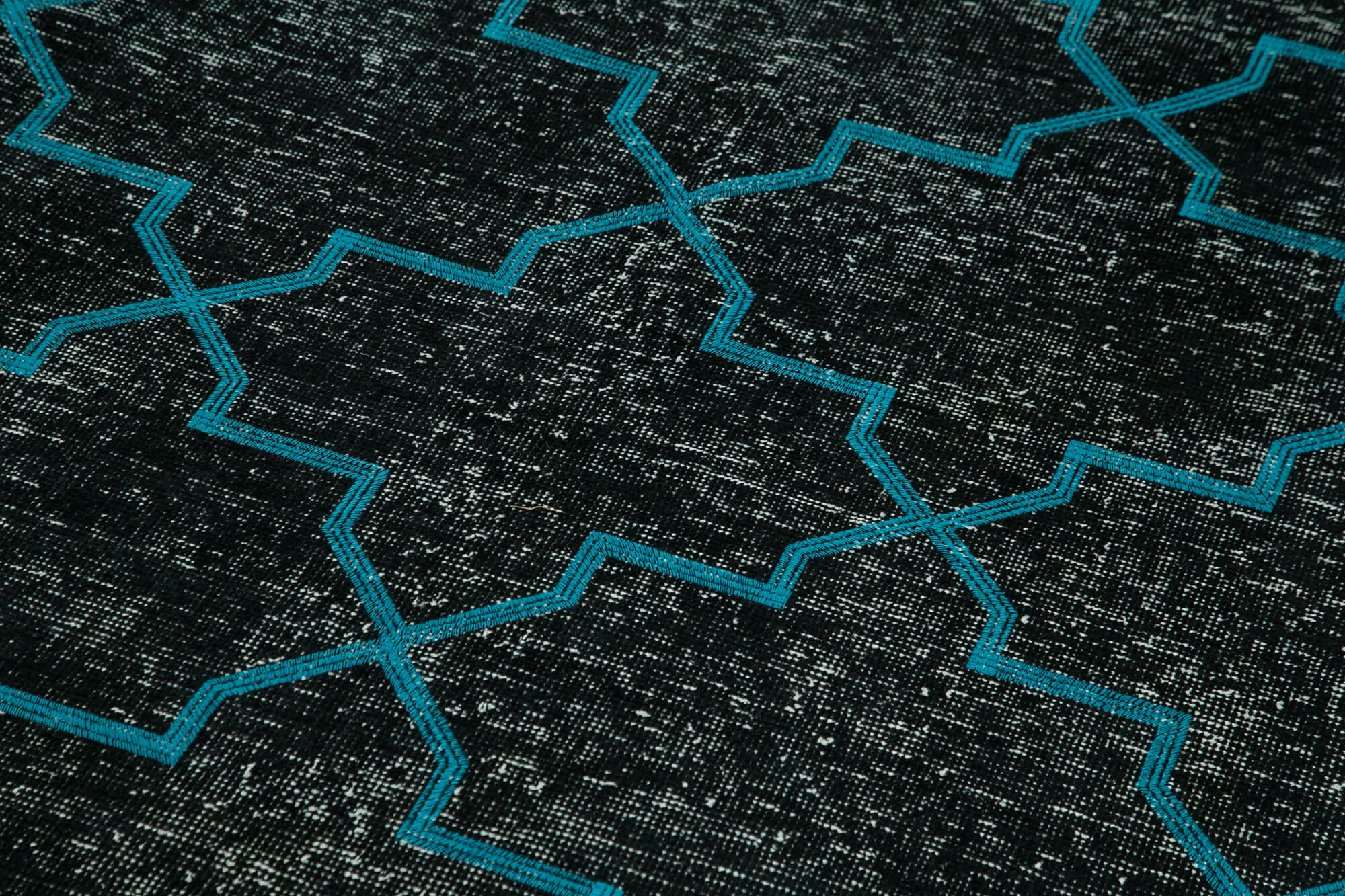 Handmade Geometric Rug - Black Area Rug 4x12, Cotton Wool Durable Carpet