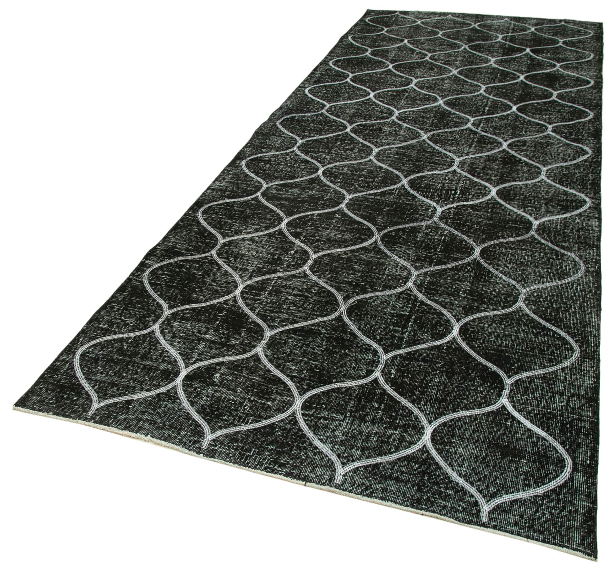 Handmade Geometric Rug – Black Area Rug | Cotton Wool Durable Wool Carpet 4'8''x11'11''