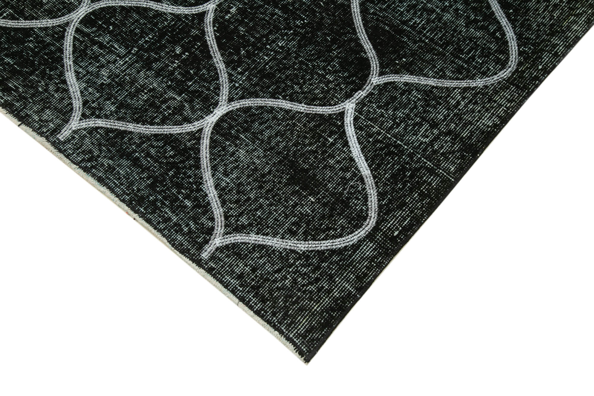 Handmade Geometric Rug – Black Area Rug | Cotton Wool Durable Wool Carpet 4'8''x11'11''