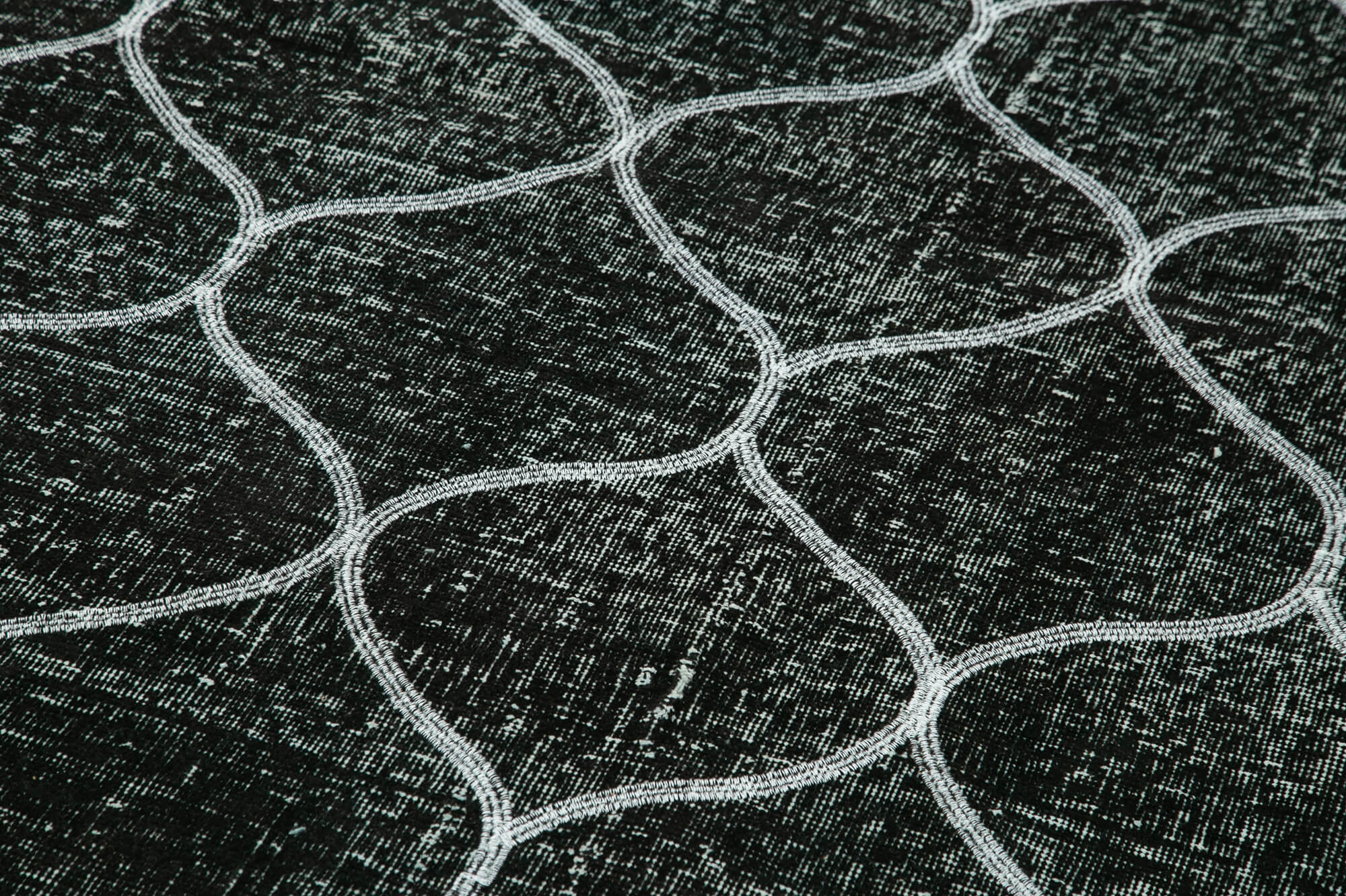 Handmade Geometric Rug – Black Area Rug | Cotton Wool Durable Wool Carpet 4'8''x11'11''